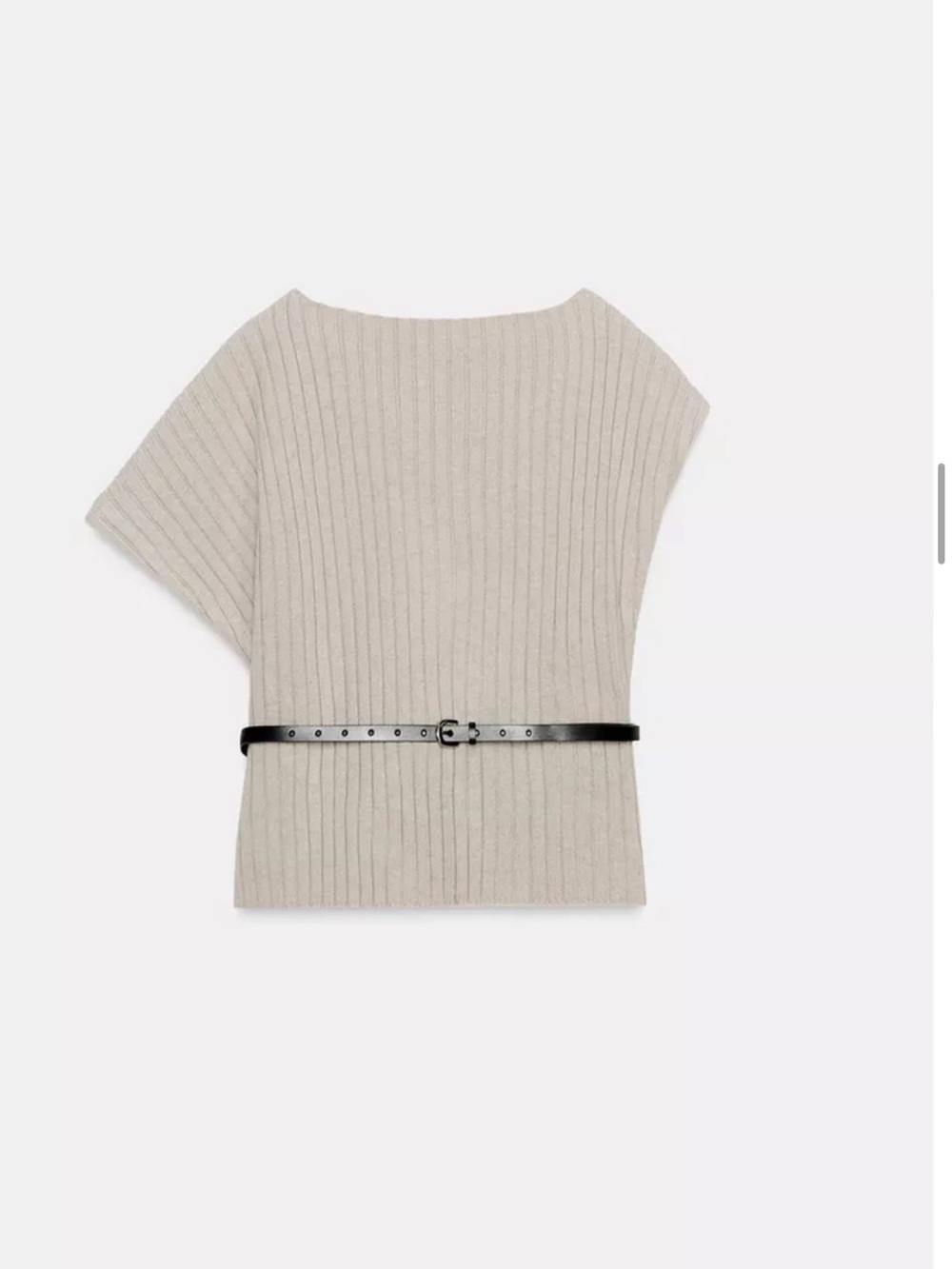 Zara Cream Ribbed Knit Top with Off-Shoulder Style - Picture 2 of 8
